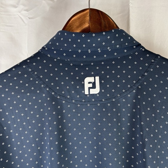 FootJoy Mens Golf Polo Sz XL Navy/White Geometric Diamond Print Mesa - Picture 14 of 15